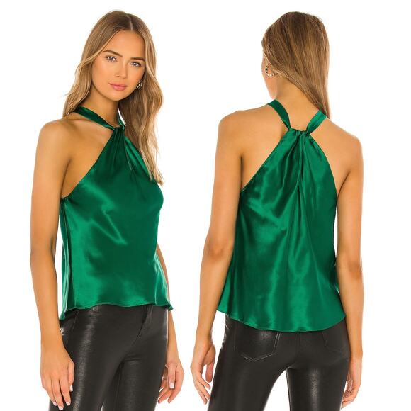Amanda Uprichard Wanda Top S Sleeveless Twist Knot Halter Silk Keyhole Bouse